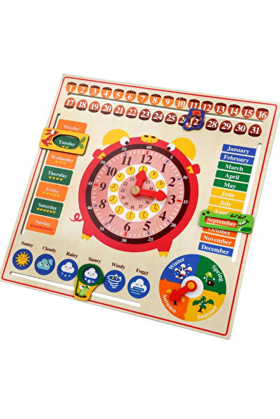 ONSHINE Ξύλινο εκπαιδευτικό παιχνίδι Montessori, ημερολόγιο, ρολόι, εποχές, μ...