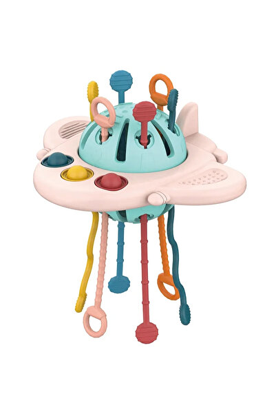 Toyska Jucarie senzoriala Montessori pentru bebelusi cu snur din silicon, mul...