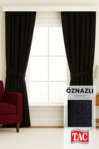 Taç Чорна штора з шерстяної тканини – щільна складка (1 x 3) | Включно з підв'язкою – Сучасна