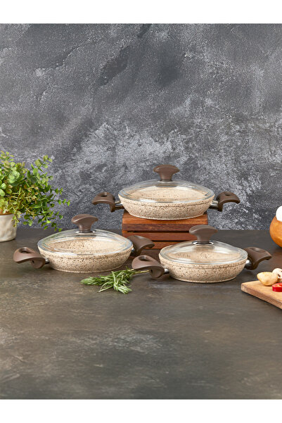 FALEZ Creamy 6 Parça Granit Sahan Set