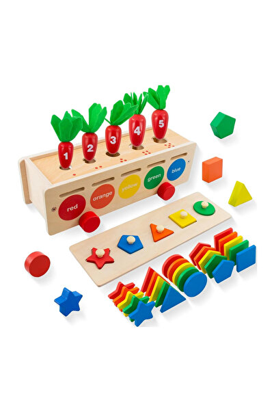 Toyska Joc educativ Montessori 3 in 1 cu Morcovi, indemanare si sortare, mult...