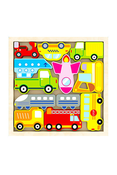 Toyska Puzzle 3D, Tetris, Vehicule, 12 piese, multicolor