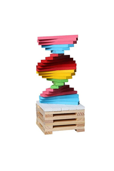 Toyska Set constructie, 150 de piese din lemn, multicolor