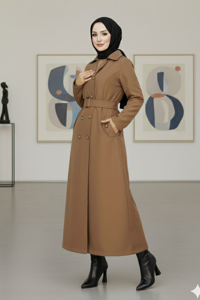 benguen 4901 Kuşaklı Trençkot Taba