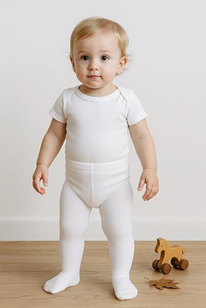 Baharda Nova جوارب طويلة بيضاء من القطن للأطفال / للبنات والأولاد للجنسين