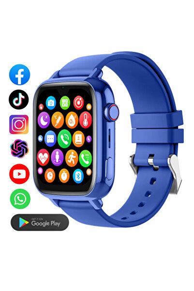 Wingereich Kids smartwatch with GPS, 4G, Whatsapp, ChatGPT, Google Play, HD camera, video call, navy blue