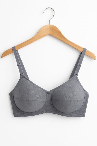 enmodaiçgiyim 4 Pieces of Gray Cotton Unwired Non-Padded Soft Sponge Bras