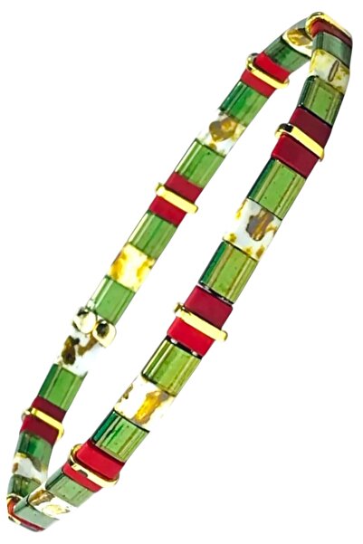 NAZLI TAKILAR سوار ميوكي تيلا مصنوع يدويًا من الخرز الزجاجي المرن بألوان العا...