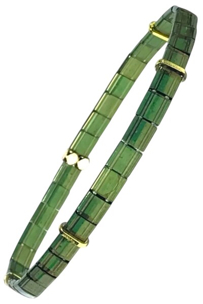 NAZLI TAKILAR Yeni Yıla Özel Zeytin Yeşili Altın Detaylı El Yapımı Elastik Mi...