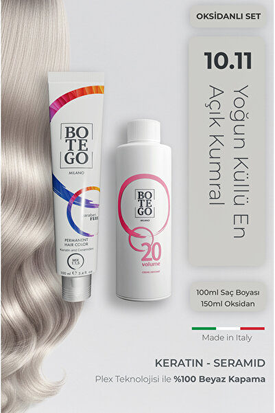 botegohair Profesyonel Krem Saç Boyası - 10.11 Yoğun Küllü En Açık Kumral 100...