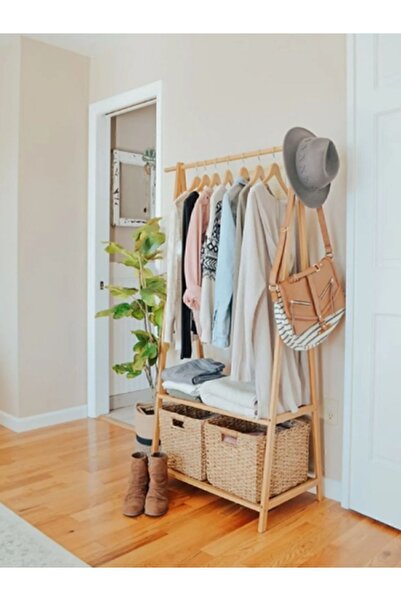 Genel Markalar Ahşap Ayaklı Elbise Askısı Portmanto Kıyafet Konfeksiyon Askılık