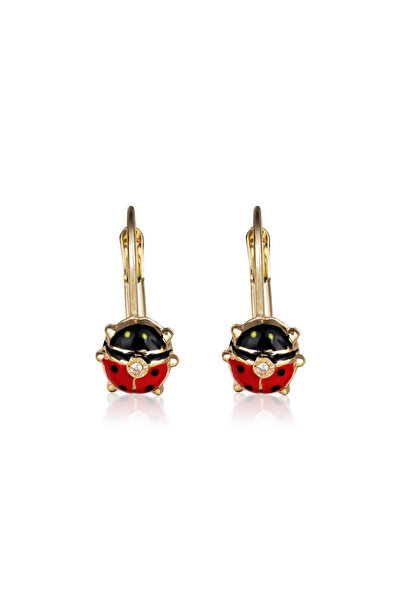 Sandra Ferretti Earrings for Children in 18K Yellow Gold with 0.05ct Diamonds and Ladybug Design