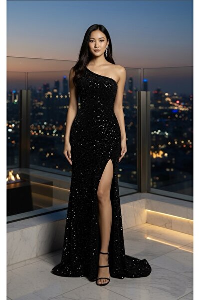 Bersi Butik Rochie Trend din catifea cu paiete