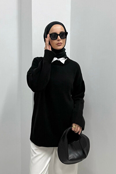 oshebu طاقم الرقبة سترة تريكو كبيرة الحجم