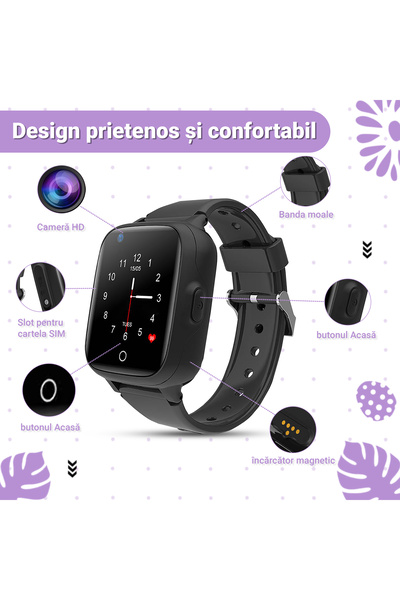 Wingereich Ceas Smartwatch pentru Copii, 4G, Localizare GPS, Apel Video HD și WhatsApp