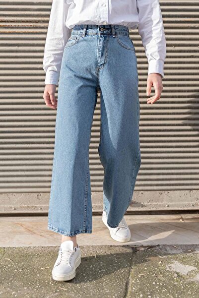 lamelif Ανοιχτό μπλε τζιν με φαρδύ πόδι