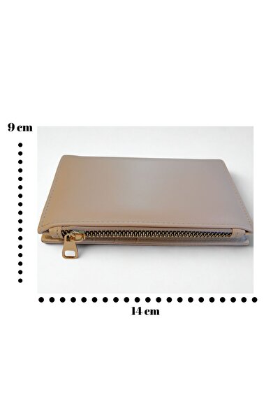 madam leman Women's Multi-Compartment Zippered Stylish Wallet 14X9 cm Cream C...