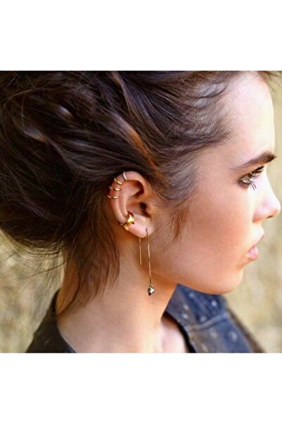 Heppii 6 mm Gold Cerrahi Çelik Düz Halka Tragus Piercing Helix Kıkırdak Rook Daith