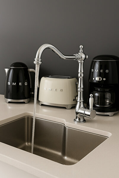 RUDİ ARMATÜR Inox Brass Material - Ceramic Handle - Rustic Kitchen Faucet with Rotating Body