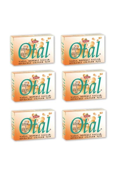 Otacı أوتال صابون قطران الصنوبر والكبريت 80 جرام 6 قطع - للشعر الدهني والقشرة والبشرة المعرضة لحب الشباب