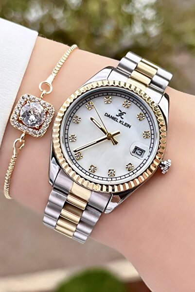 Daniel Klein Sarı Gri Renk Ayarlanabilir Kordonlu 33 Mm Kadın Kol Saati ve Bi...