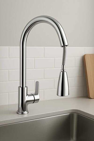 RUDİ ARMATÜR Inox Spiral Kitchen Sink Faucet - All Brass
