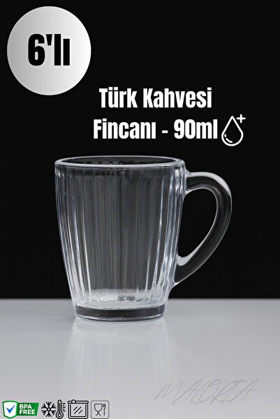 Maloria Tamara Kulplu Türk Kahve Fincanı | 6’lı - 90 ml