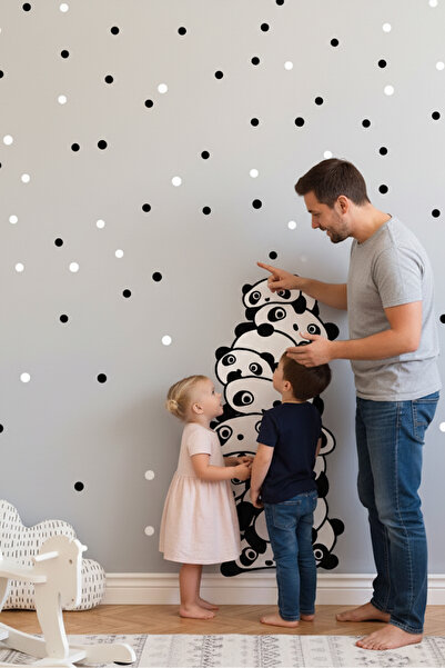 KT Decor Overlapping Pandas and Polka Dots Children's Room Wall Sticker Set
