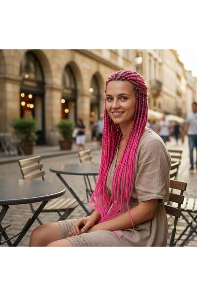 Afrodit Giyim شعر صناعي للتضفير الأفريقي والراستا / فوشيا فاتح