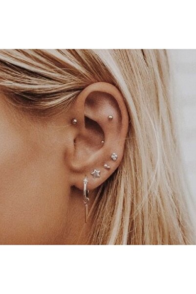 Heppii Cerrahi Çelik Top Piercing Tragus Helix Lob Conch Kııkırdak 6 mm Gold ...