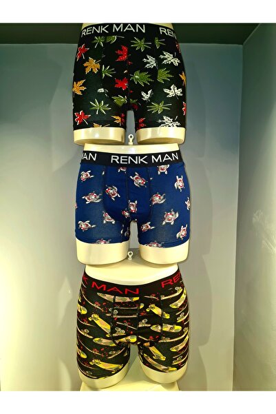 RENK MAN Boxeri elastici din bumbac cu model pentru bărbați, pachet de 3