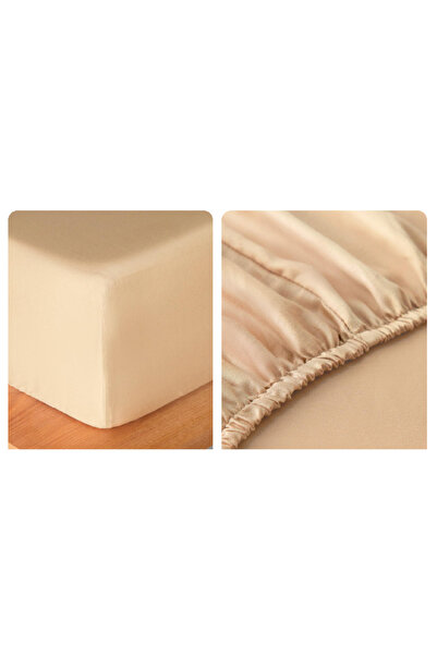 Depomaxx طقم ملاءات سرير فردي مبطنة من رانفورس 100×200+30 سم - ذهبي