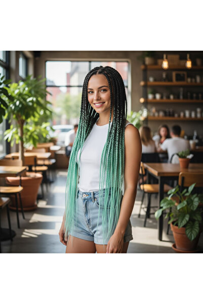 Ethab Ticaret شعر أومبري / أسود / أخضر مائي للضفائر الأفريقية والشعر الطويل