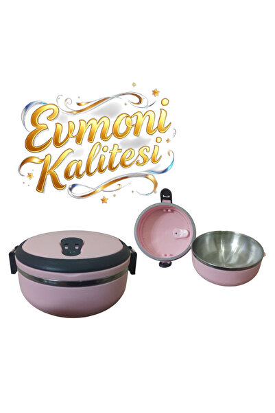 Evmoni Lunch Box (Travel Container) Stainless Steel Inner Coating Leak-Proof Lockable Lid 500 ml Pink