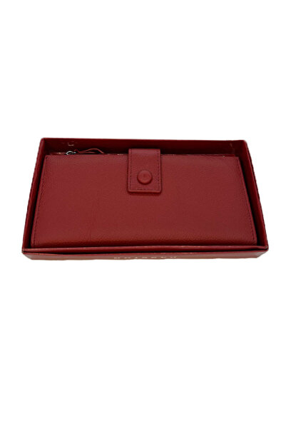 velve Hassionses genuine leather wallet, rectangular shape, for women, Red