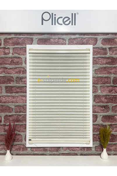 IŞILTI Perde Sistemleri Plicell Plise Perde Bright - 01 Simli Çizgili Krem