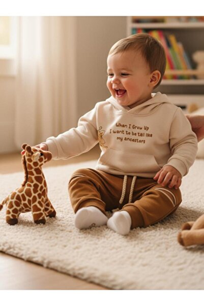 ALTINTAŞ BABY مجموعة أطفال بغطاء للرأس بتصميم زرافة ملونة من Altıntaş - طقم م...