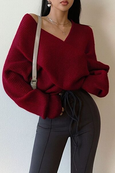 peri tower PRODUS NOU Pulover tricotat oversize cu detaliu încrucișat 0036