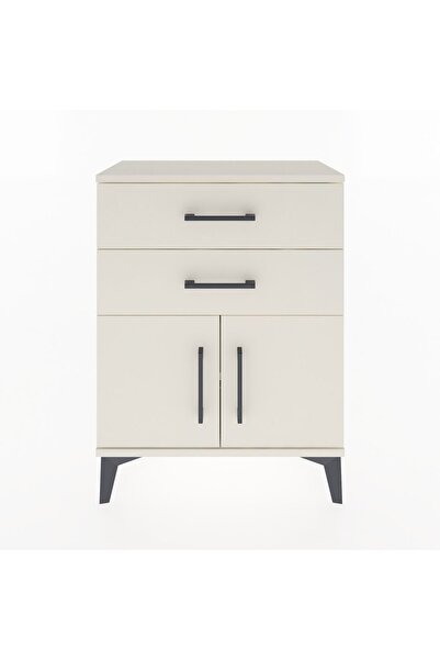 Dienni Arges Komodin Tek Raflı 2 Çekmeceli 2 Kapaklı 60x30x80 Aytaşı-Aytaşı