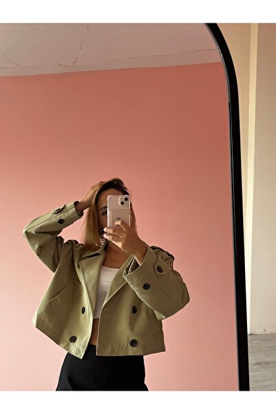 Next Trend Trençkot basic düğmeli kruvaze yaka