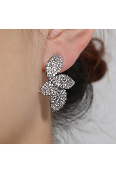 DESİGNEDBYD Zarif Yaprak Zirkon Taşlı Abiye Küpe