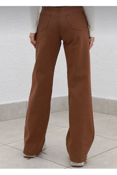 Trn JNS Barna Lycra Super High Waist Laza Jeans Palazzo nadrág. (SZUPER MAGAS) Széles láb