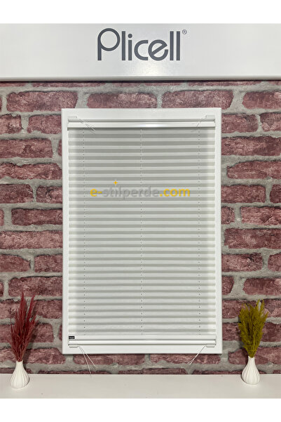 IŞILTI Perde Sistemleri Plicell Plise Perde Leafy - 01 Çizgi Desenli Beyaz