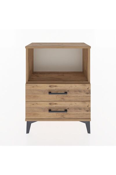 Dienni Arges Komodin Tek Raflı 2 Çekmeceli 60x30x80 Çam-Çam