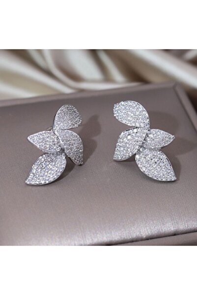 DESİGNEDBYD Zarif Yaprak Zirkon Taşlı Abiye Küpe