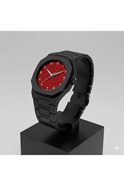 Store Polikarbon Model Arabic, Arapça Kırmızı Kadranlı Dubai Saati, Su geçirmez, Kutulu, Hediyeli