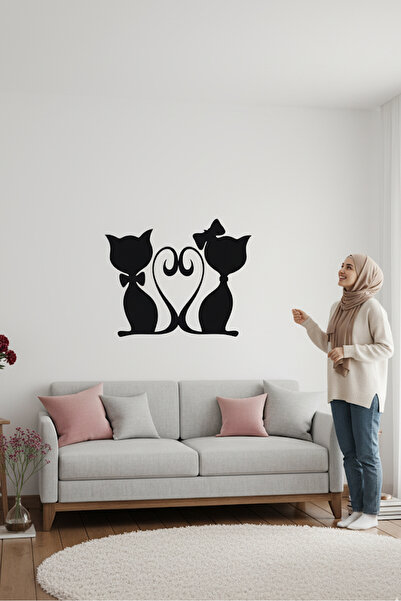 KT Decor Modern Lover mačka s Sa deznom zidna naljepnica - dnevna soba i salon