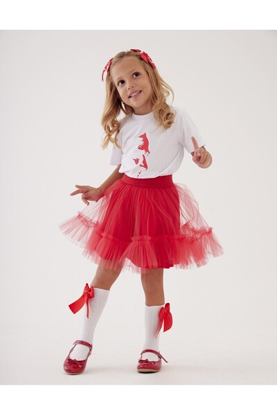 geef kıds Red Tutu Skirt Tutu Skirt with Elastic Waist