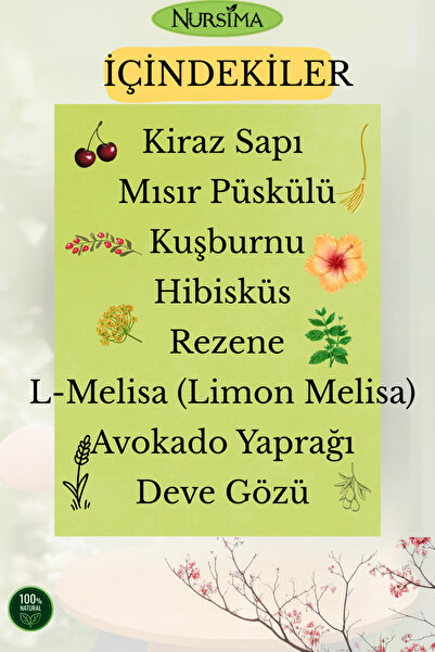 Nursima Kiraz Saplı Mısır Püskülü Detox Çayı – 40’lı Süzen Poşet | Doğal Organik Bitki Çayı