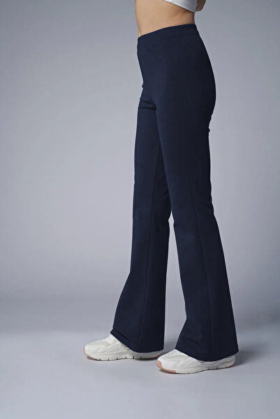 bilcee Peak Kadın Lacivert Yüksek Bel Flare Pantolon Eşofman Altı 7028